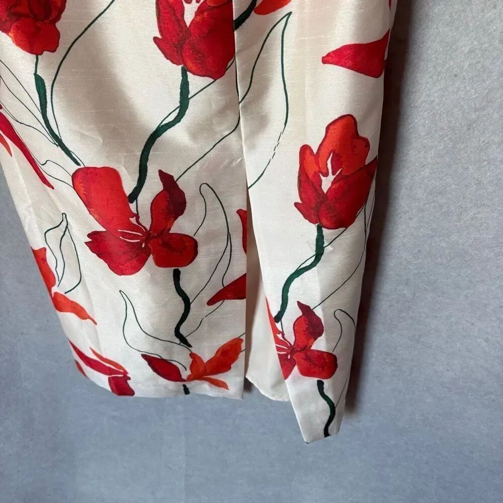 Anthropologie Hutch One-Shoulder Peplum Dress Size 0 Floral Red and White - Picture 6 of 13